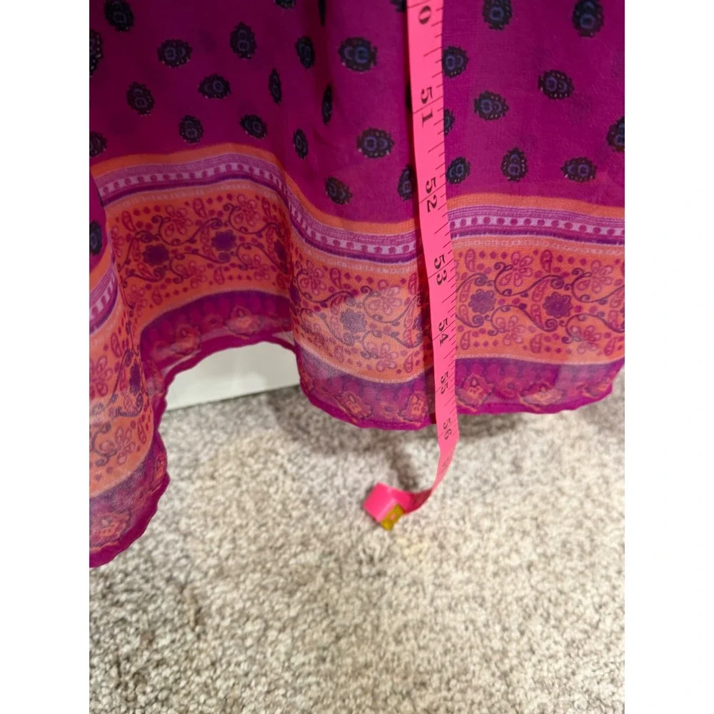 American Eagle Maxi Dress‎ Women Medium Purple Paisley Boho Smocked Back Chiffon